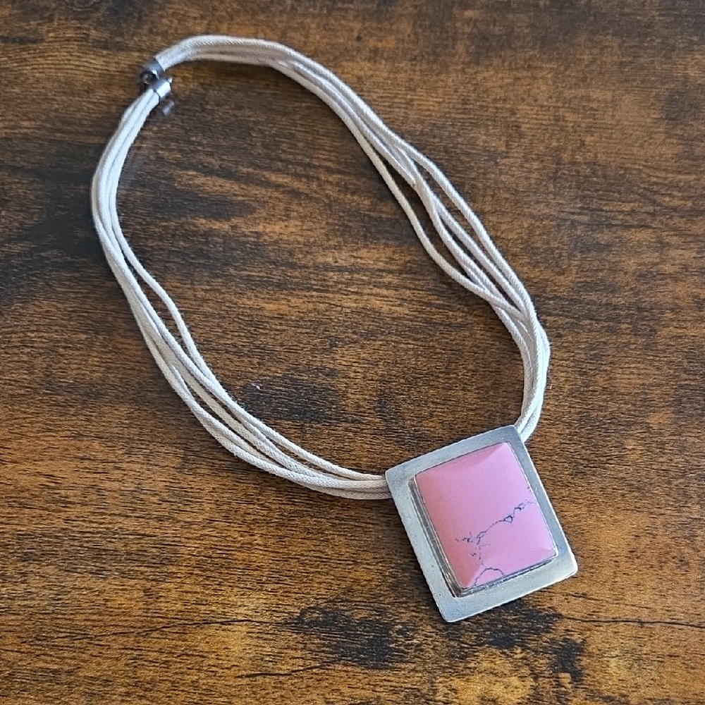 925 Silver Pink Rhodonite Pendant